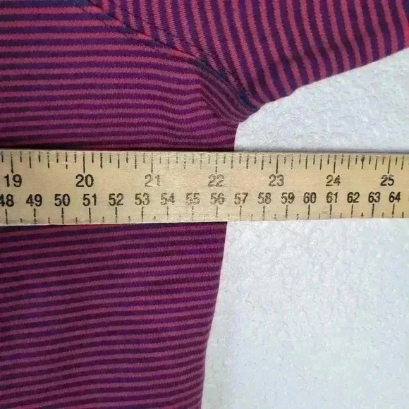 L.L. Bean Marron Striped Shirt Womens Sz Xl Misses Supima turtleneck - Picture 6 of 7